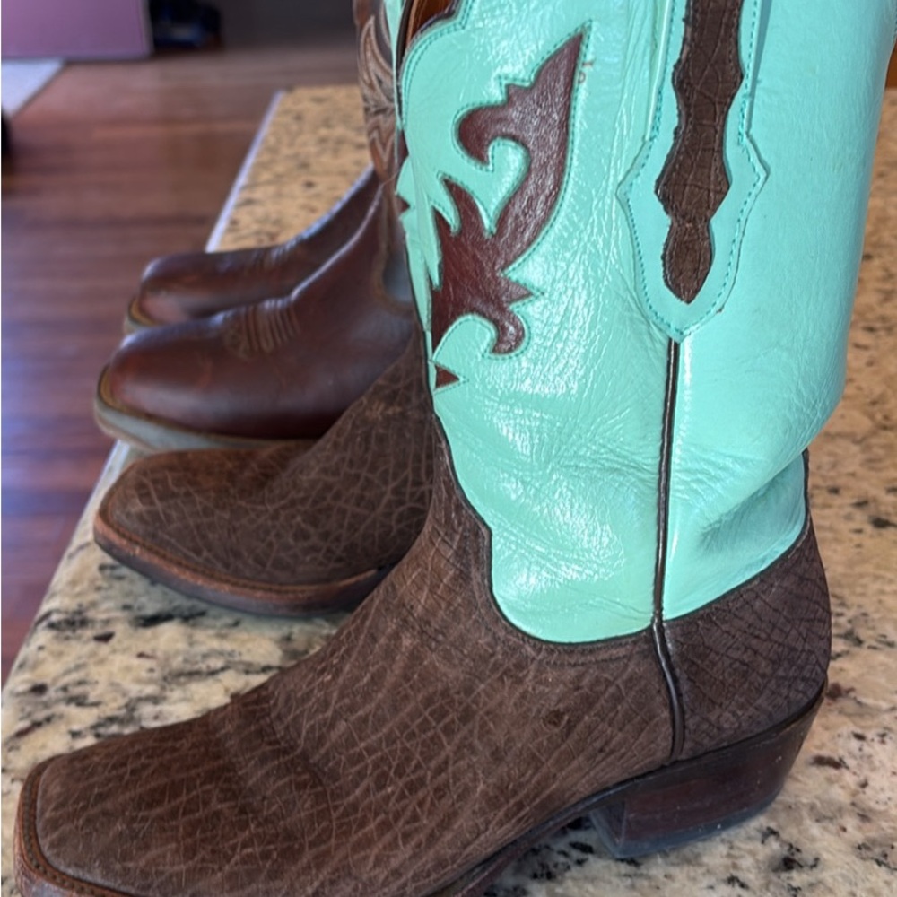 Brown and Turquoise Cowboy Boots